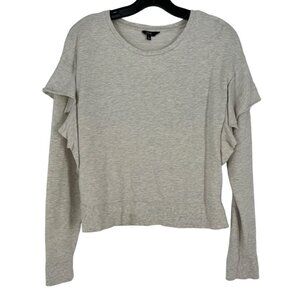 Joe’s Jeans Womens Gray Ruffle Sleeve Cropped Sweatshirt‎ Size XS